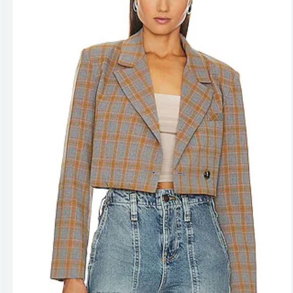STEVE MADDEN rupi cropped blazer in grey plaid - Picture 2 of 13